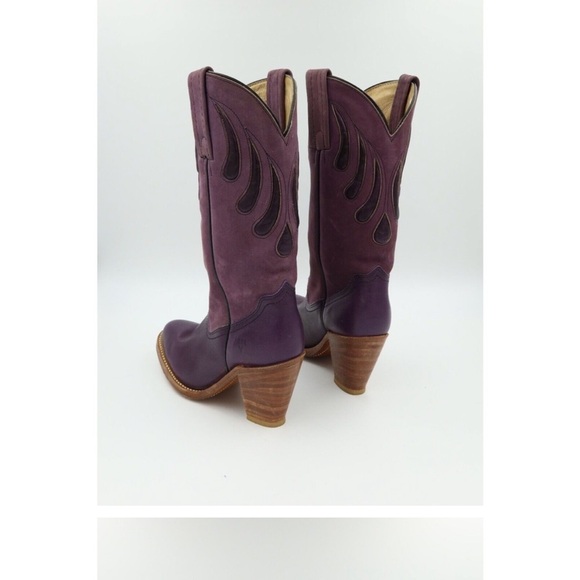 SOLD - Frye Vintage Women Size 5.5 Purple Cowboy Western Mid Calf Leather Boots - Picture 6 of 8